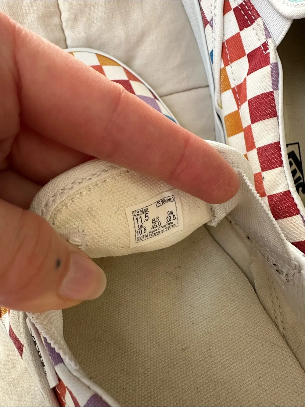 Vans men's Rainbow Checkerboard Slip-On Shoes